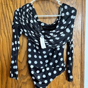 Anthro (AFFRM) NWT Black/White Polka Dot Bodysuit